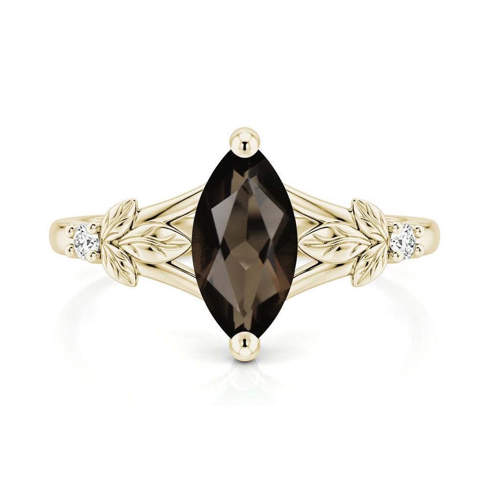 Leaf Inspired Marquise Cut London Blue Topaz Split Ring - LUO Jewelry #gemstone_Smoky Quartz