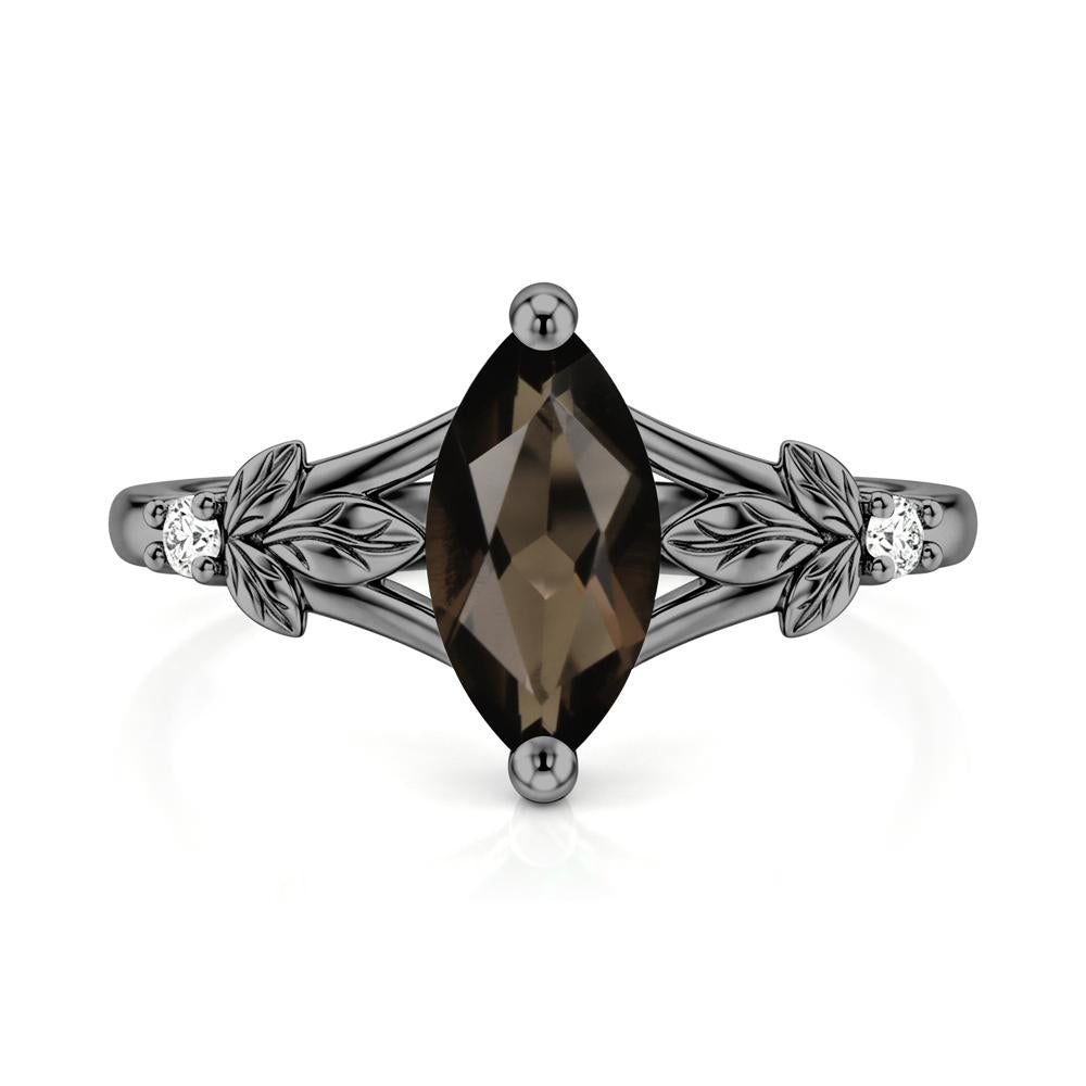 Leaf Inspired Marquise Cut London Blue Topaz Split Ring - LUO Jewelry #gemstone_Smoky Quartz