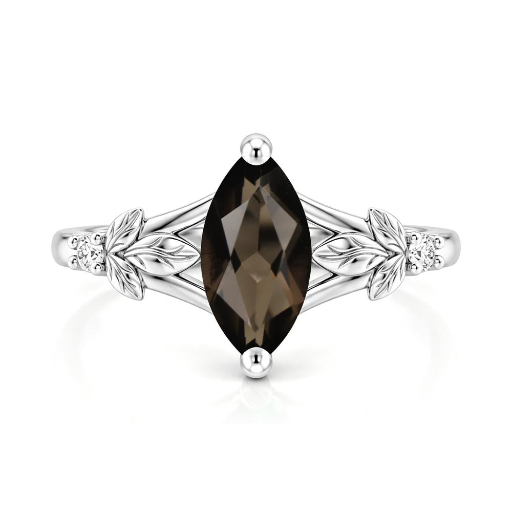 Leaf Inspired Marquise Cut London Blue Topaz Split Ring - LUO Jewelry #gemstone_Smoky Quartz