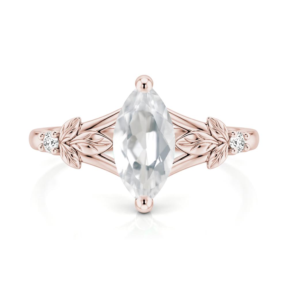 Leaf Inspired Marquise Cut London Blue Topaz Split Ring - LUO Jewelry #gemstone_White Topaz