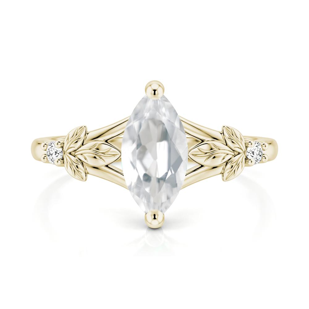 Leaf Inspired Marquise Cut London Blue Topaz Split Ring - LUO Jewelry #gemstone_White Topaz