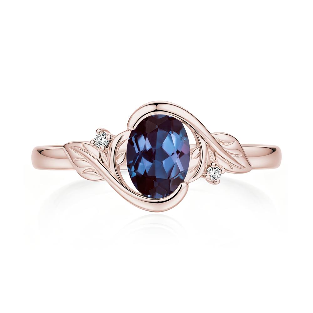 Leaf Inspired Oval Shaped Emerald Tension Ring - LUO Jewelry #gemstone_Alexandrite
