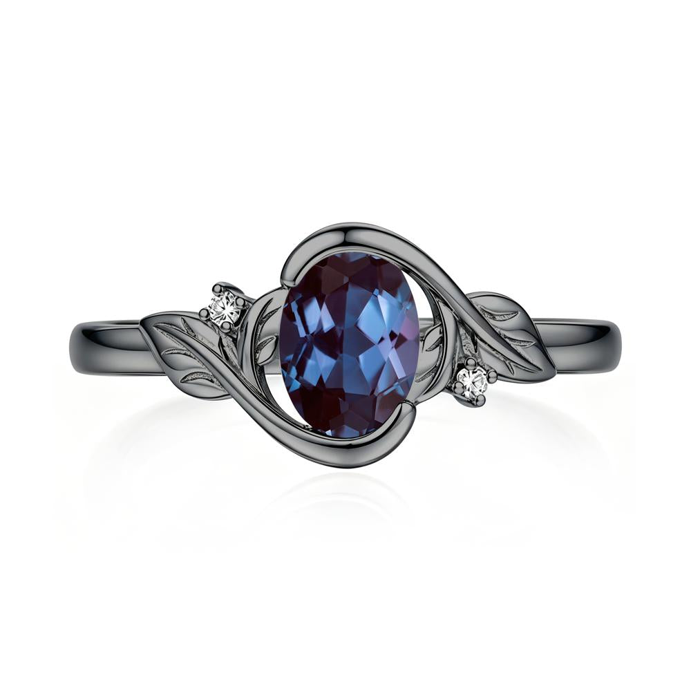 Leaf Inspired Oval Shaped Emerald Tension Ring - LUO Jewelry #gemstone_Alexandrite