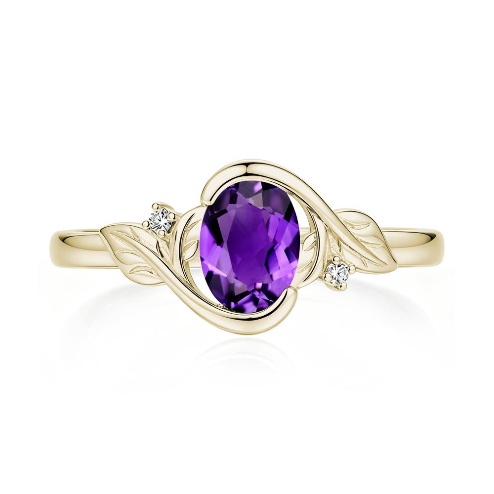 Leaf Inspired Oval Shaped Emerald Tension Ring - LUO Jewelry #gemstone_Amethyst