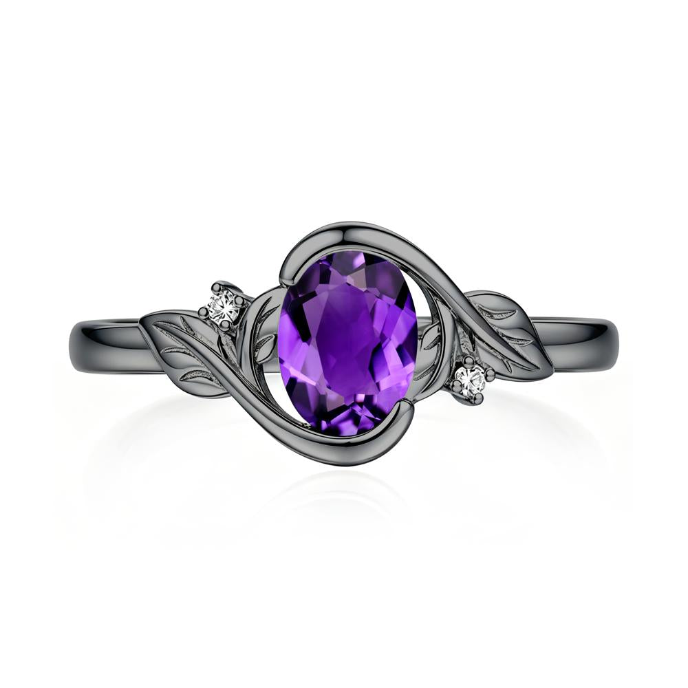 Leaf Inspired Oval Shaped Emerald Tension Ring - LUO Jewelry #gemstone_Amethyst