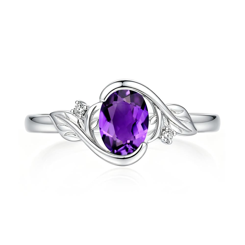 Leaf Inspired Oval Shaped Emerald Tension Ring - LUO Jewelry #gemstone_Amethyst