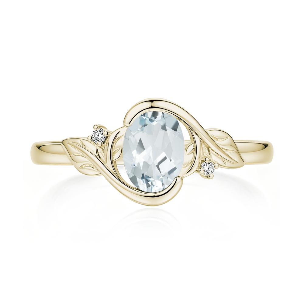 Leaf Inspired Oval Shaped Emerald Tension Ring - LUO Jewelry #gemstone_Aquamarine