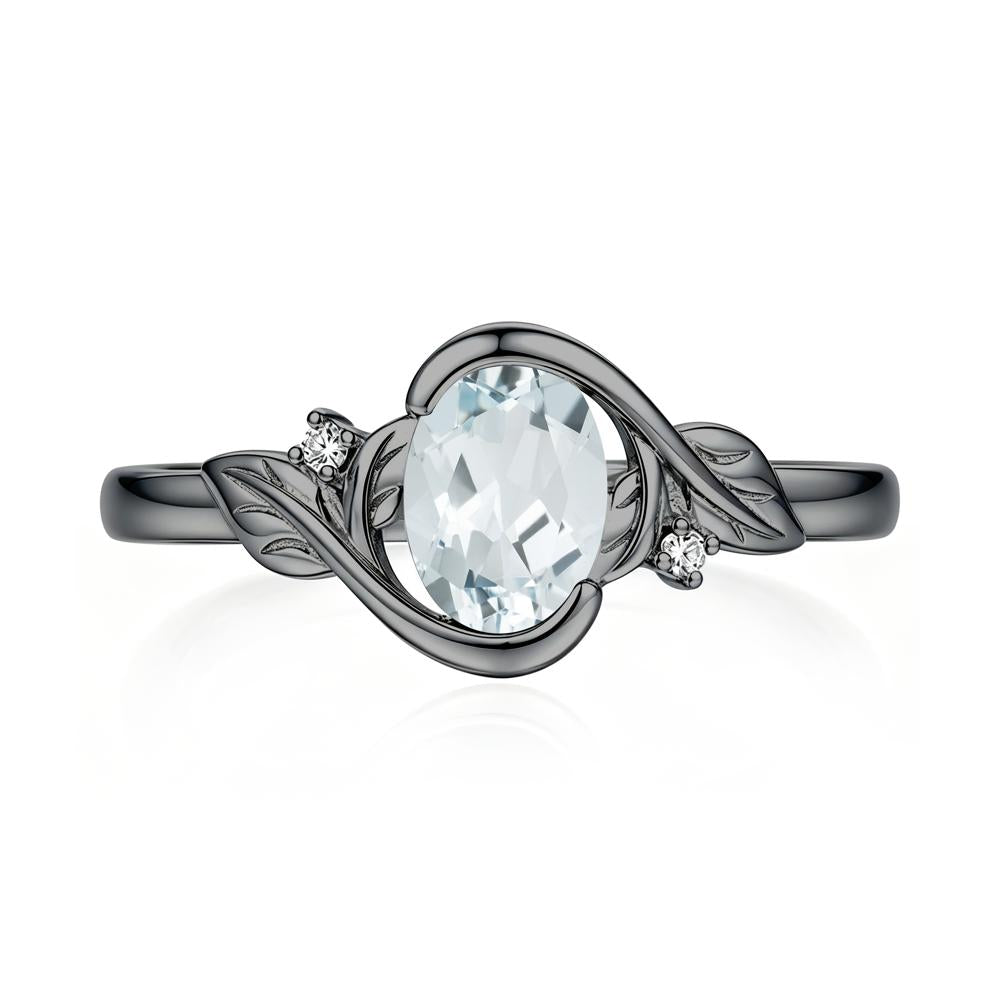 Leaf Inspired Oval Shaped Emerald Tension Ring - LUO Jewelry #gemstone_Aquamarine