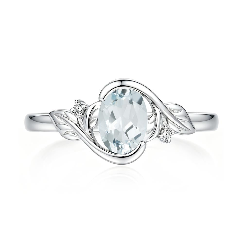 Leaf Inspired Oval Shaped Emerald Tension Ring - LUO Jewelry #gemstone_Aquamarine