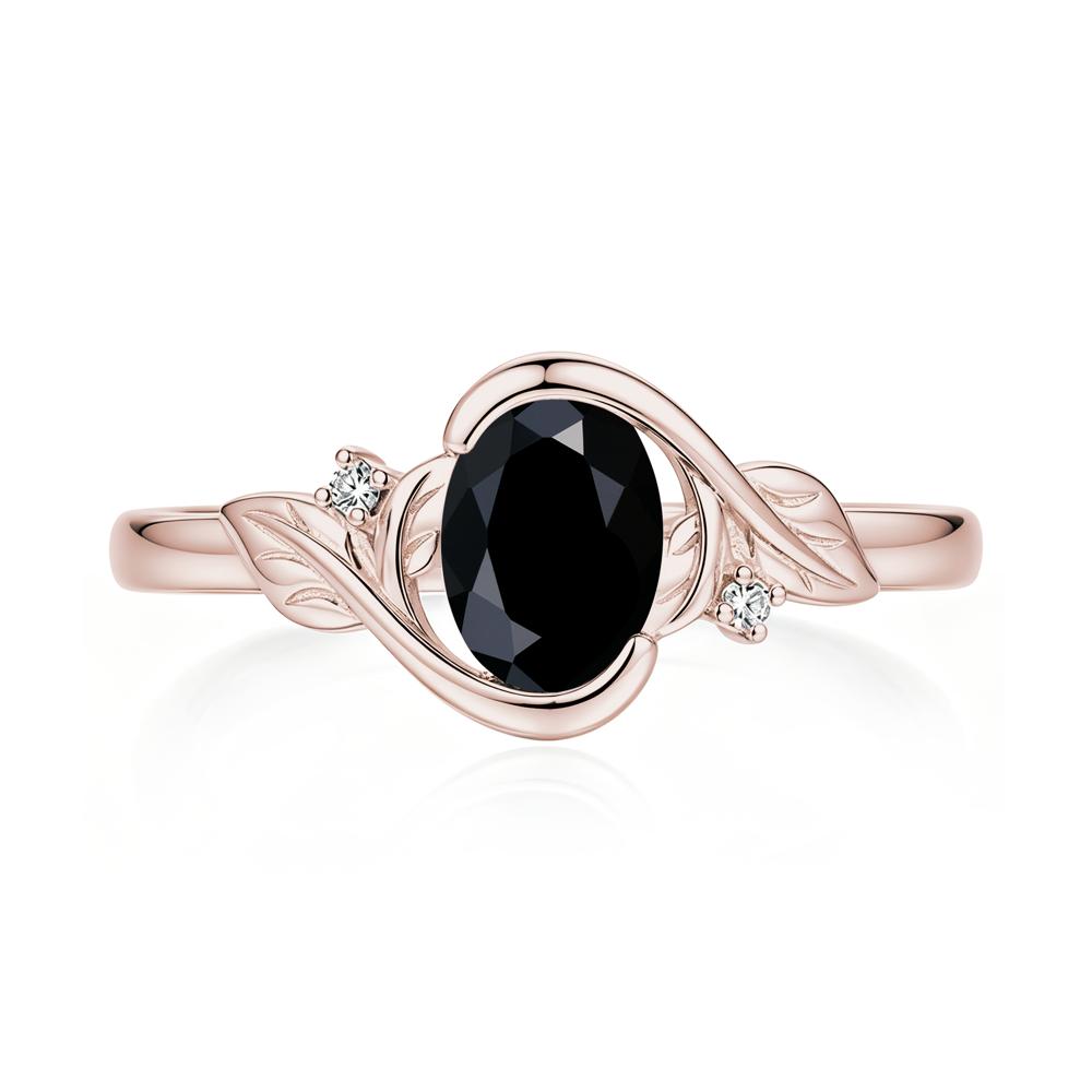 Leaf Inspired Oval Shaped Emerald Tension Ring - LUO Jewelry #gemstone_Black Spinel