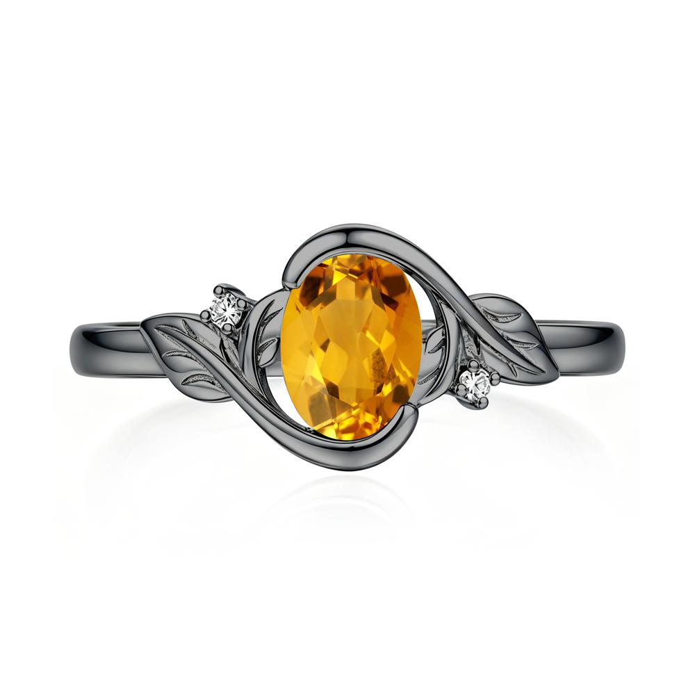 Leaf Inspired Oval Shaped Emerald Tension Ring - LUO Jewelry #gemstone_Citrine