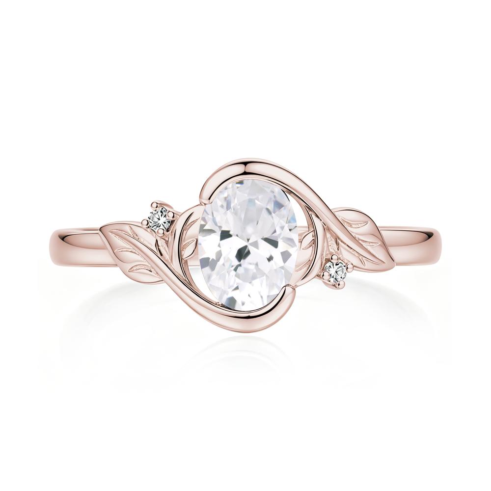 Leaf Inspired Oval Shaped Emerald Tension Ring - LUO Jewelry #gemstone_Cubic Zirconia