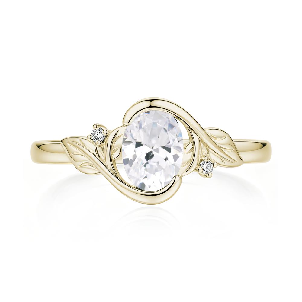 Leaf Inspired Oval Shaped Emerald Tension Ring - LUO Jewelry #gemstone_Cubic Zirconia