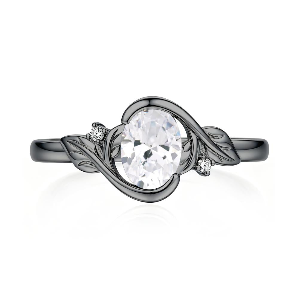 Leaf Inspired Oval Shaped Emerald Tension Ring - LUO Jewelry #gemstone_Cubic Zirconia