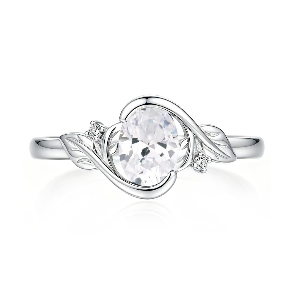 Leaf Inspired Oval Shaped Emerald Tension Ring - LUO Jewelry #gemstone_Cubic Zirconia