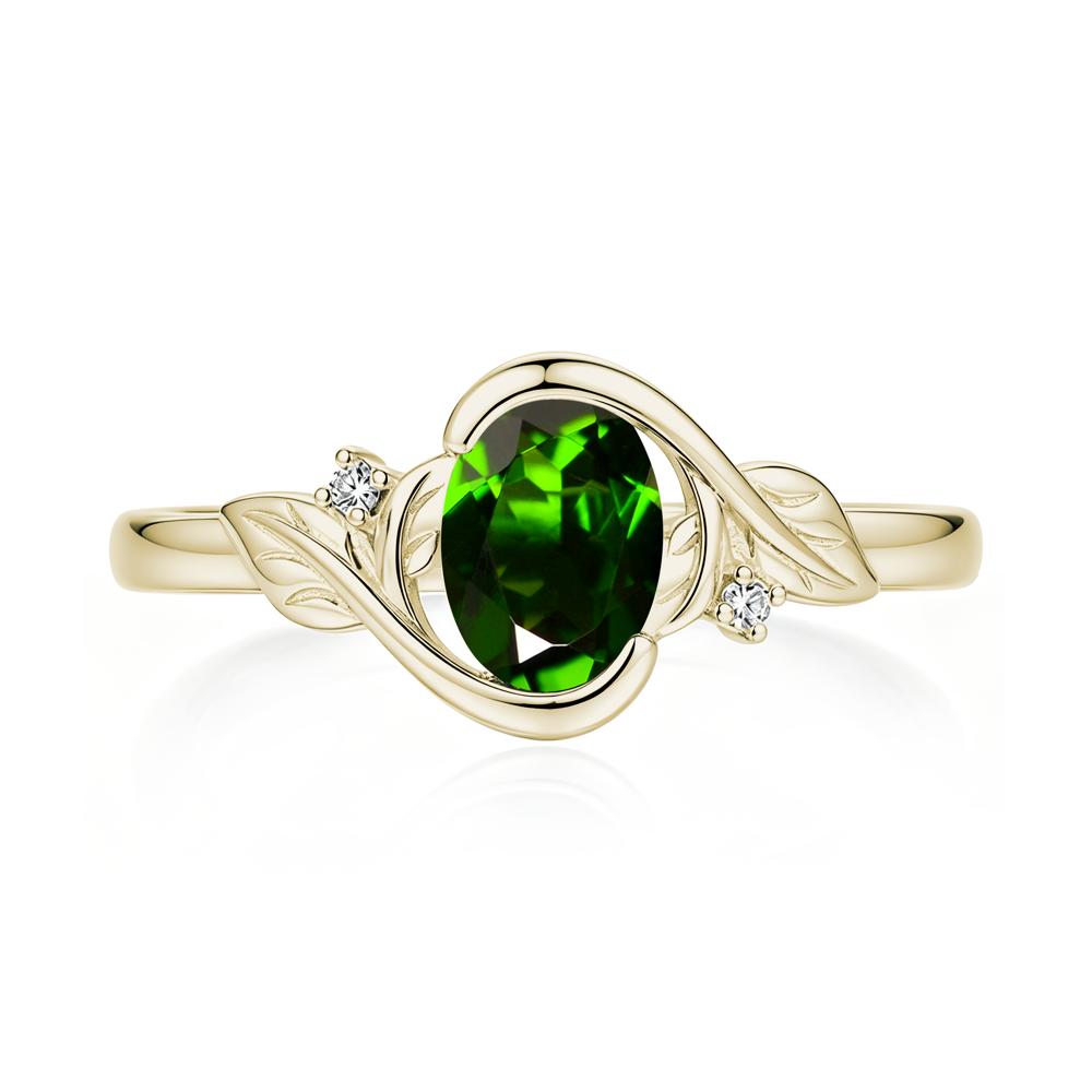 Leaf Inspired Oval Shaped Emerald Tension Ring - LUO Jewelry #gemstone_Diopside