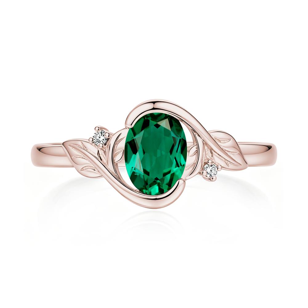 Leaf Inspired Oval Shaped Emerald Tension Ring - LUO Jewelry #gemstone_Emerald