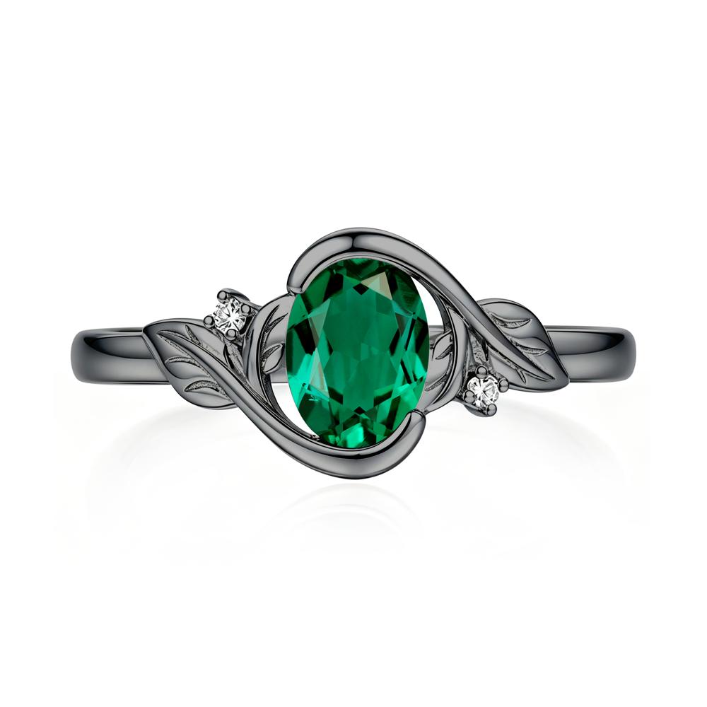 Leaf Inspired Oval Shaped Emerald Tension Ring - LUO Jewelry #gemstone_Emerald