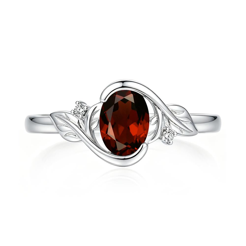 Leaf Inspired Oval Shaped Emerald Tension Ring - LUO Jewelry #gemstone_Garnet