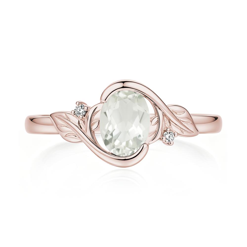 Leaf Inspired Oval Shaped Emerald Tension Ring - LUO Jewelry #gemstone_Green Amethyst
