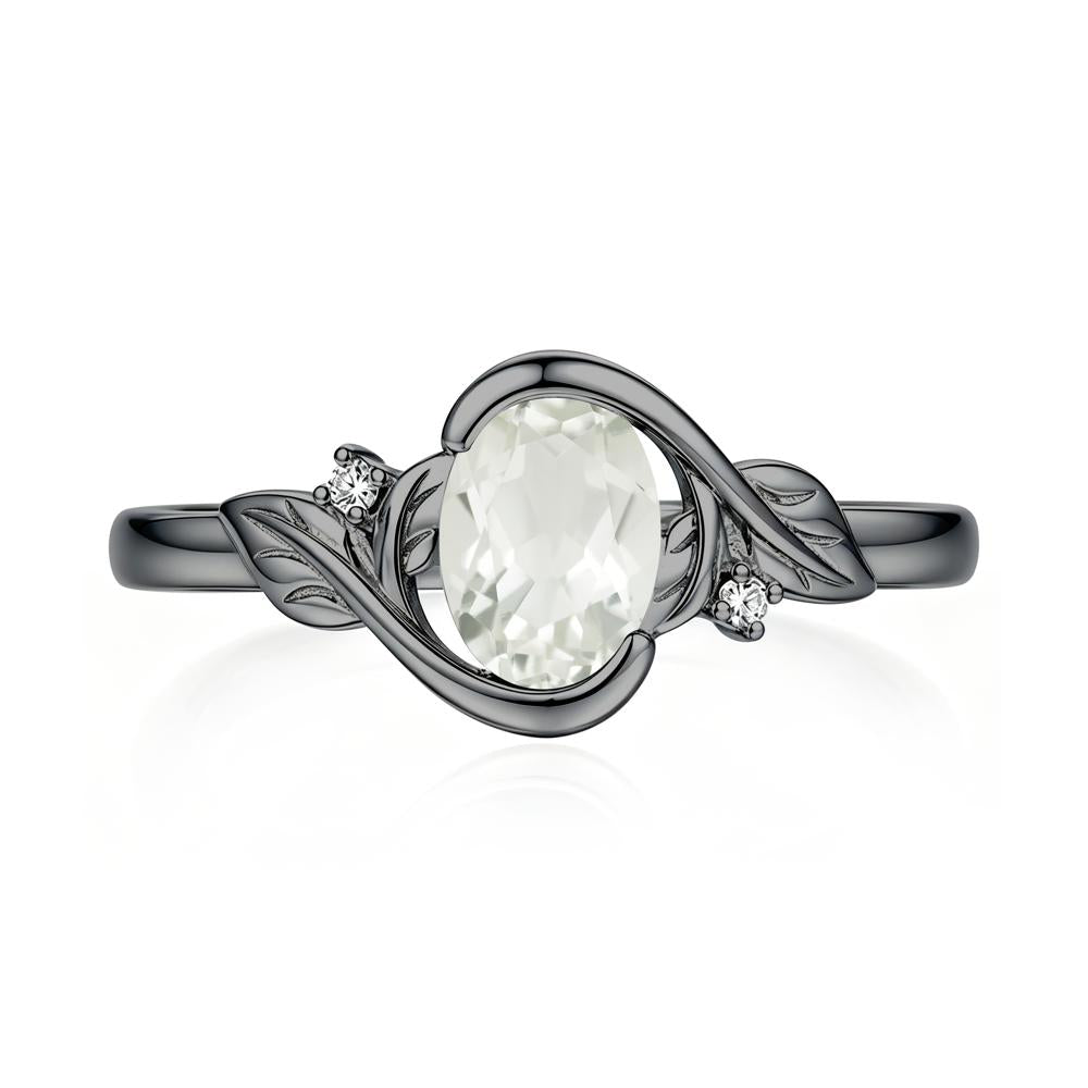 Leaf Inspired Oval Shaped Emerald Tension Ring - LUO Jewelry #gemstone_Green Amethyst