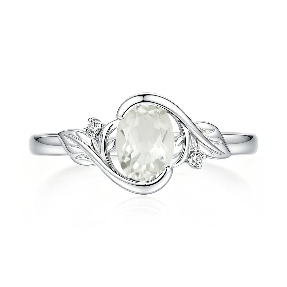 Leaf Inspired Oval Shaped Emerald Tension Ring - LUO Jewelry #gemstone_Green Amethyst