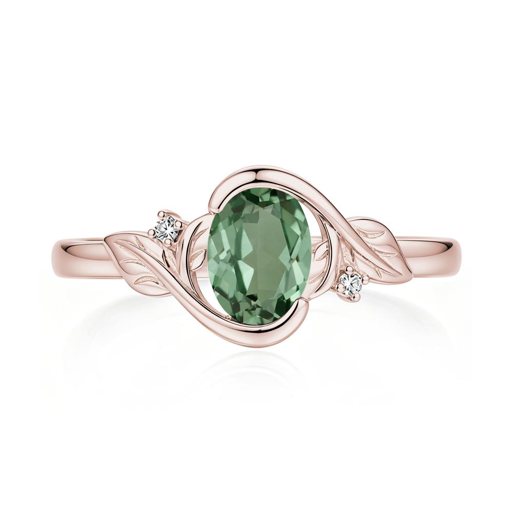 Leaf Inspired Oval Shaped Emerald Tension Ring - LUO Jewelry #gemstone_Green Sapphire