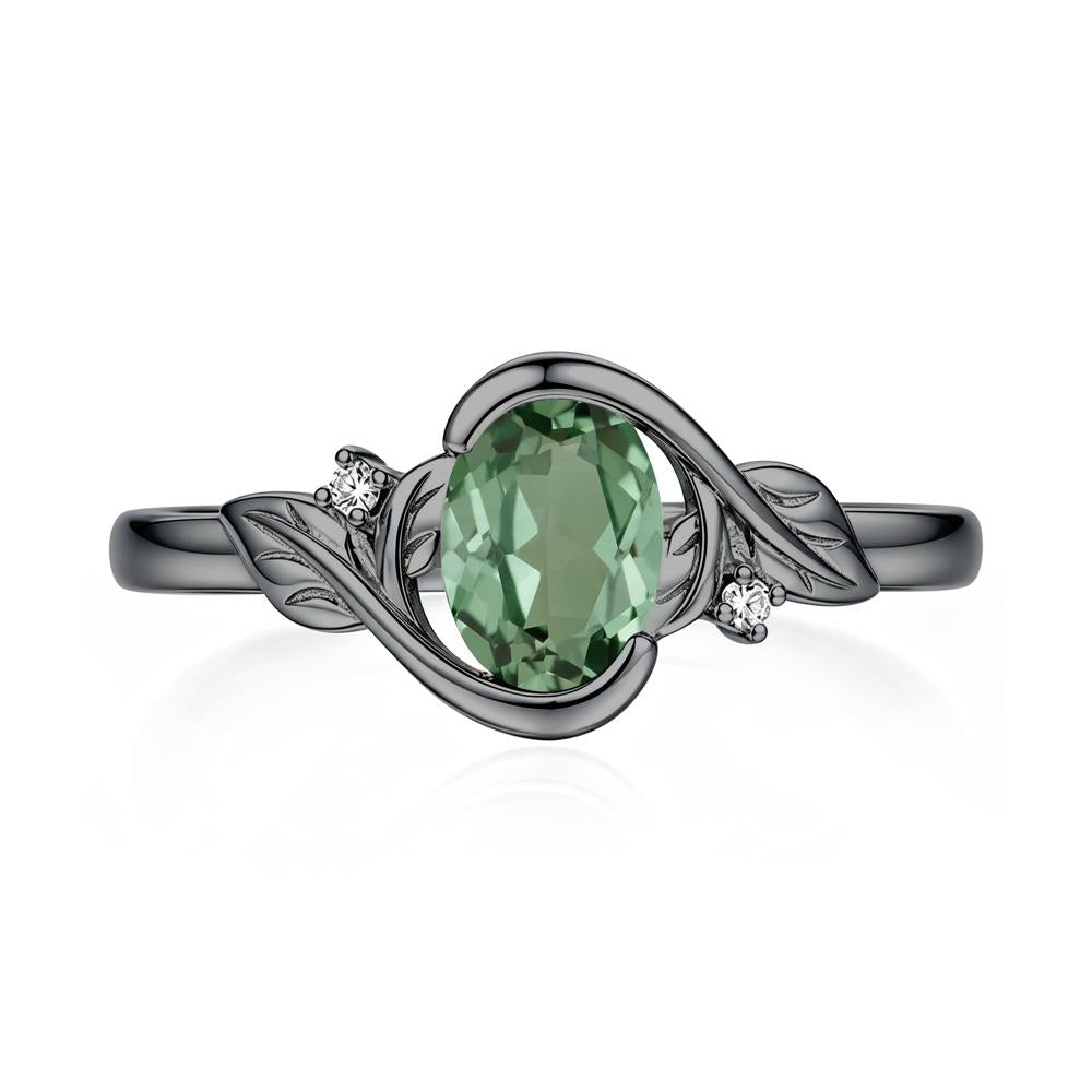 Leaf Inspired Oval Shaped Emerald Tension Ring - LUO Jewelry #gemstone_Green Sapphire