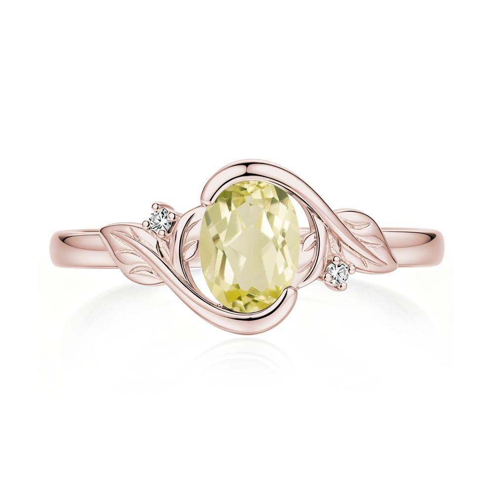 Leaf Inspired Oval Shaped Emerald Tension Ring - LUO Jewelry #gemstone_Lemon Quartz