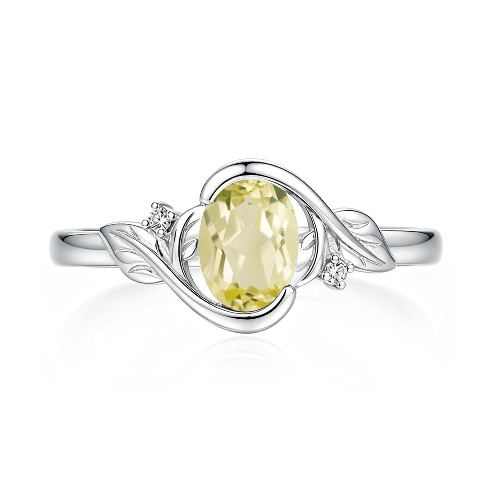 Leaf Inspired Oval Shaped Emerald Tension Ring - LUO Jewelry #gemstone_Lemon Quartz