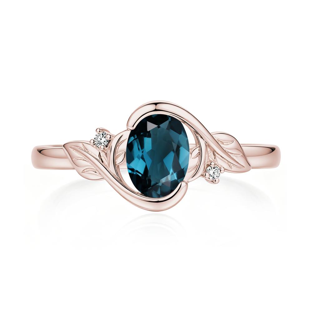 Leaf Inspired Oval Shaped Emerald Tension Ring - LUO Jewelry #gemstone_London Blue Topaz