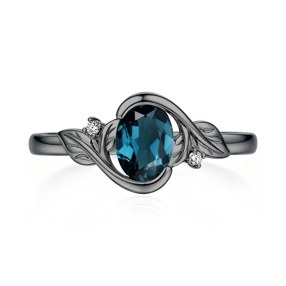 Leaf Inspired Oval Shaped Emerald Tension Ring - LUO Jewelry #gemstone_London Blue Topaz