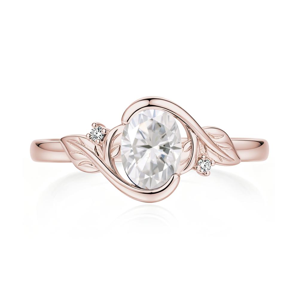 Leaf Inspired Oval Shaped Emerald Tension Ring - LUO Jewelry #gemstone_Moissanite