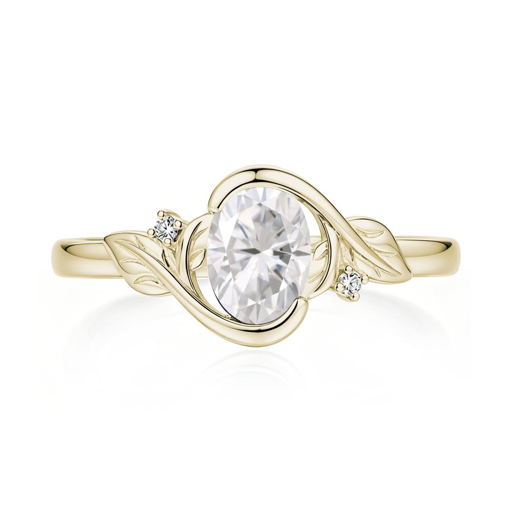Leaf Inspired Oval Shaped Emerald Tension Ring - LUO Jewelry #gemstone_Moissanite