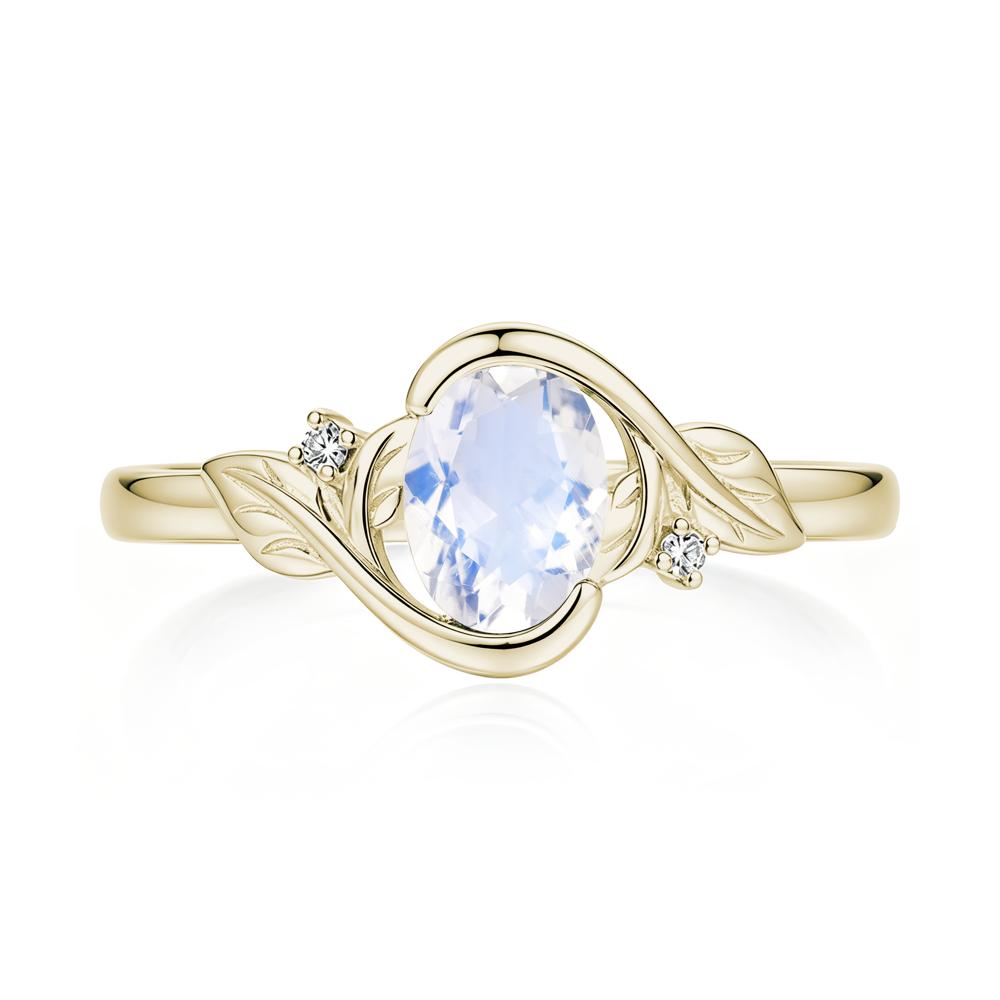 Leaf Inspired Oval Shaped Emerald Tension Ring - LUO Jewelry #gemstone_Moonstone