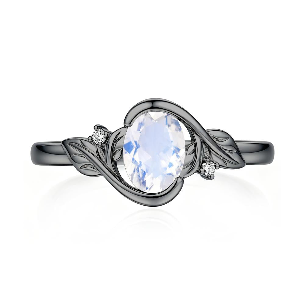 Leaf Inspired Oval Shaped Emerald Tension Ring - LUO Jewelry #gemstone_Moonstone