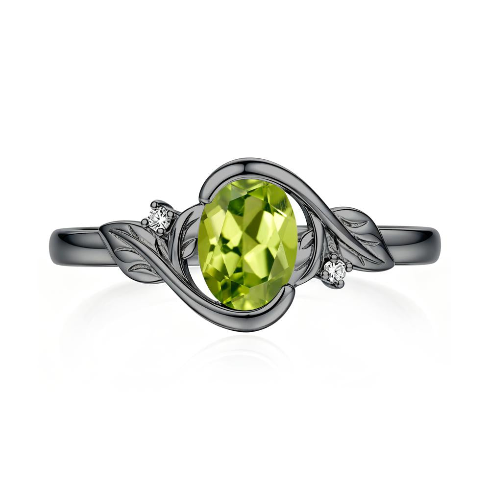 Leaf Inspired Oval Shaped Emerald Tension Ring - LUO Jewelry #gemstone_Peridot