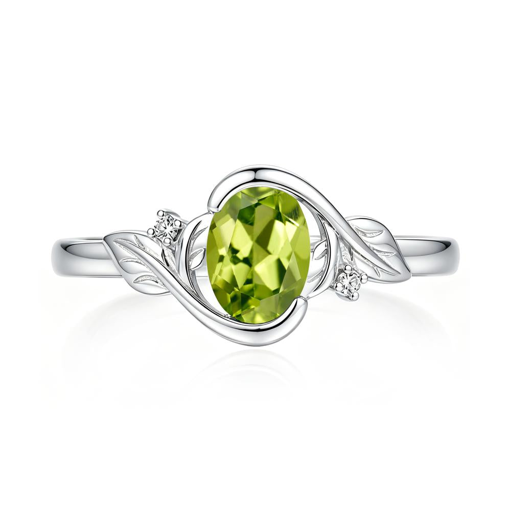 Leaf Inspired Oval Shaped Emerald Tension Ring - LUO Jewelry #gemstone_Peridot