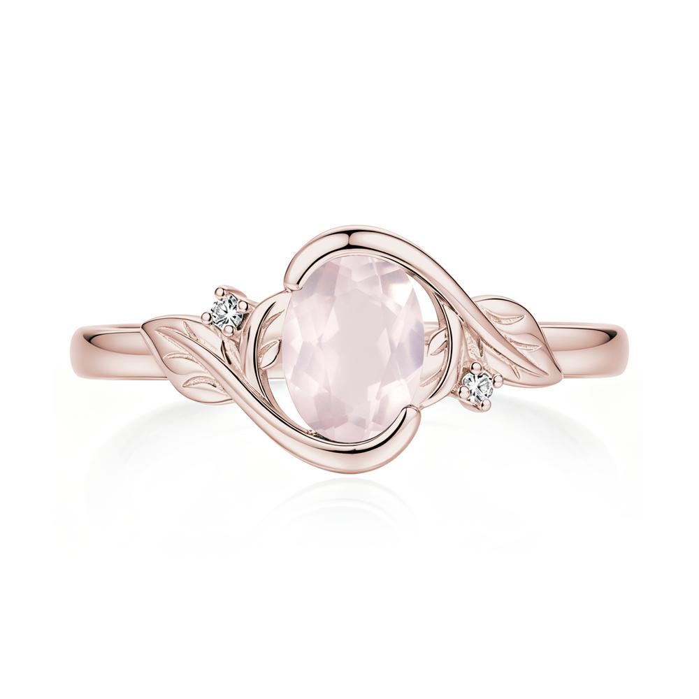 Leaf Inspired Oval Shaped Emerald Tension Ring - LUO Jewelry #gemstone_Rose Quartz