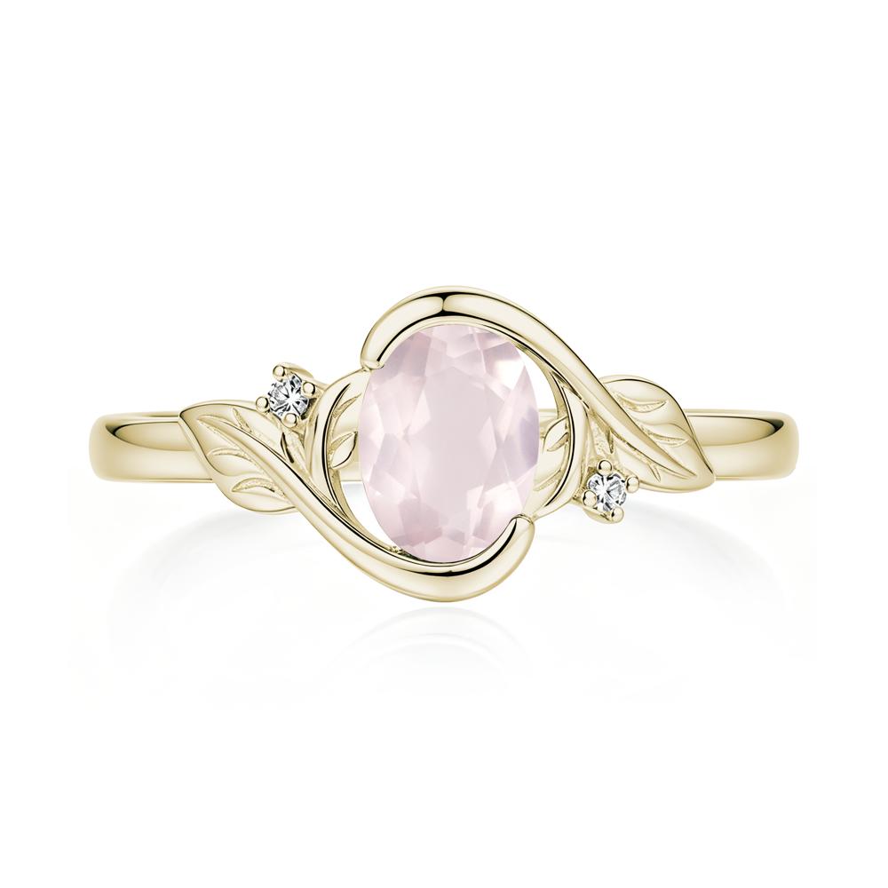Leaf Inspired Oval Shaped Emerald Tension Ring - LUO Jewelry #gemstone_Rose Quartz