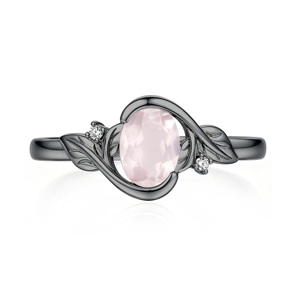 Leaf Inspired Oval Shaped Emerald Tension Ring - LUO Jewelry #gemstone_Rose Quartz