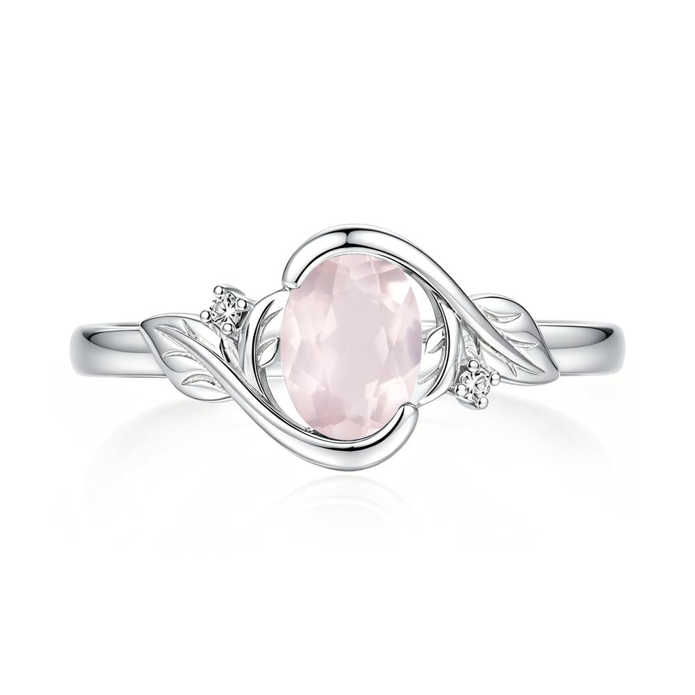 Leaf Inspired Oval Shaped Emerald Tension Ring - LUO Jewelry #gemstone_Rose Quartz