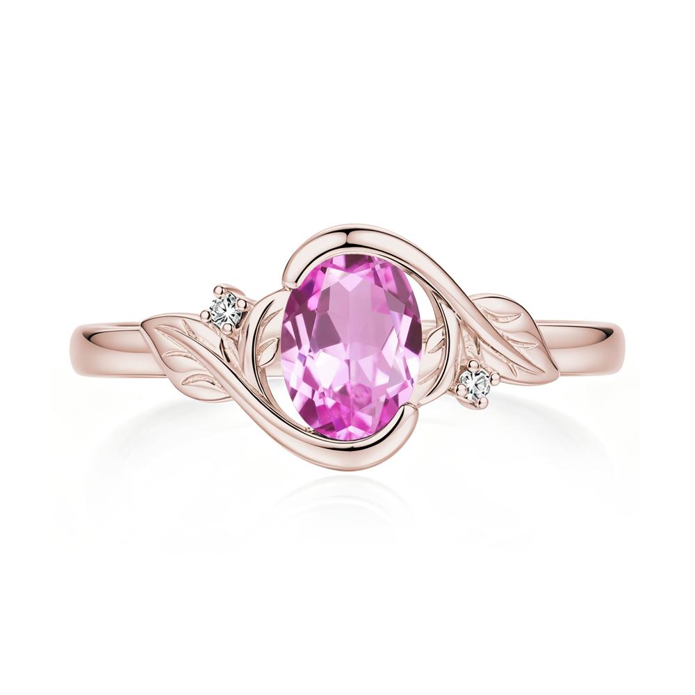 Leaf Inspired Oval Shaped Emerald Tension Ring - LUO Jewelry #gemstone_Pink Sapphire