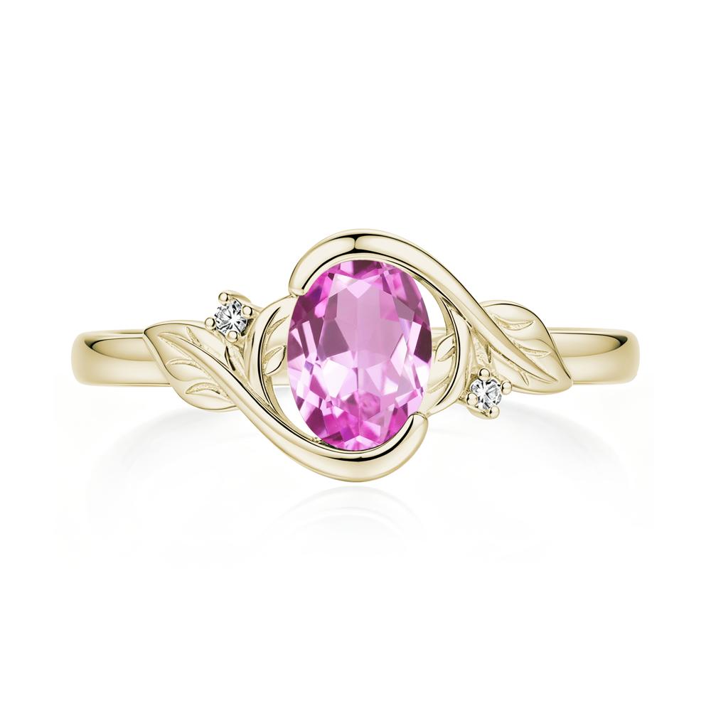 Leaf Inspired Oval Shaped Emerald Tension Ring - LUO Jewelry #gemstone_Pink Sapphire