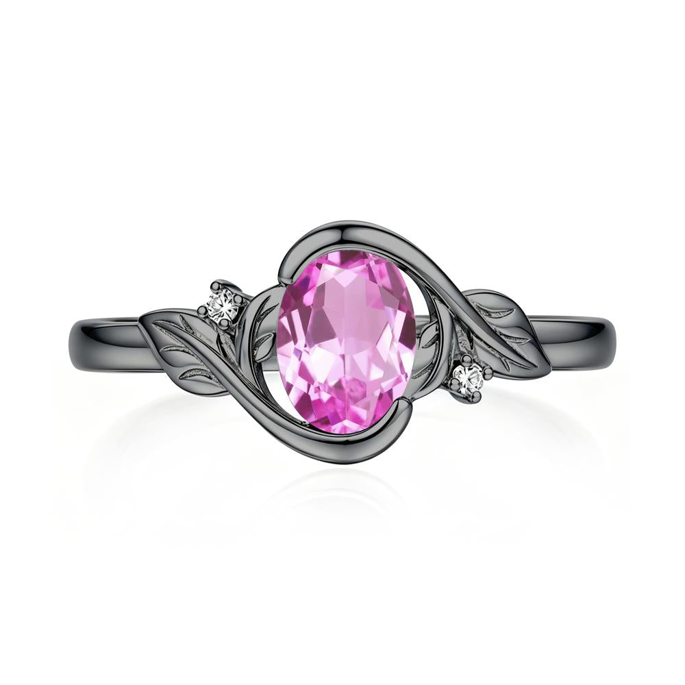 Leaf Inspired Oval Shaped Emerald Tension Ring - LUO Jewelry #gemstone_Pink Sapphire