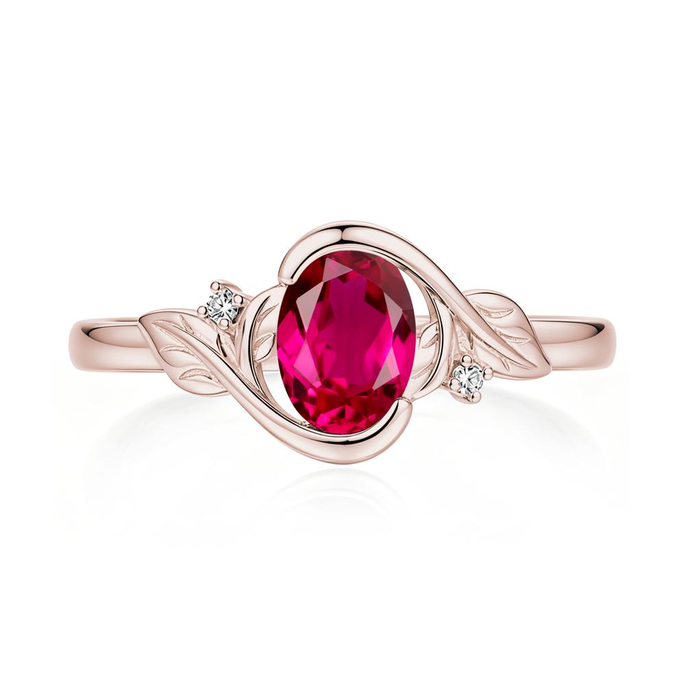 Leaf Inspired Oval Shaped Emerald Tension Ring - LUO Jewelry #gemstone_Ruby