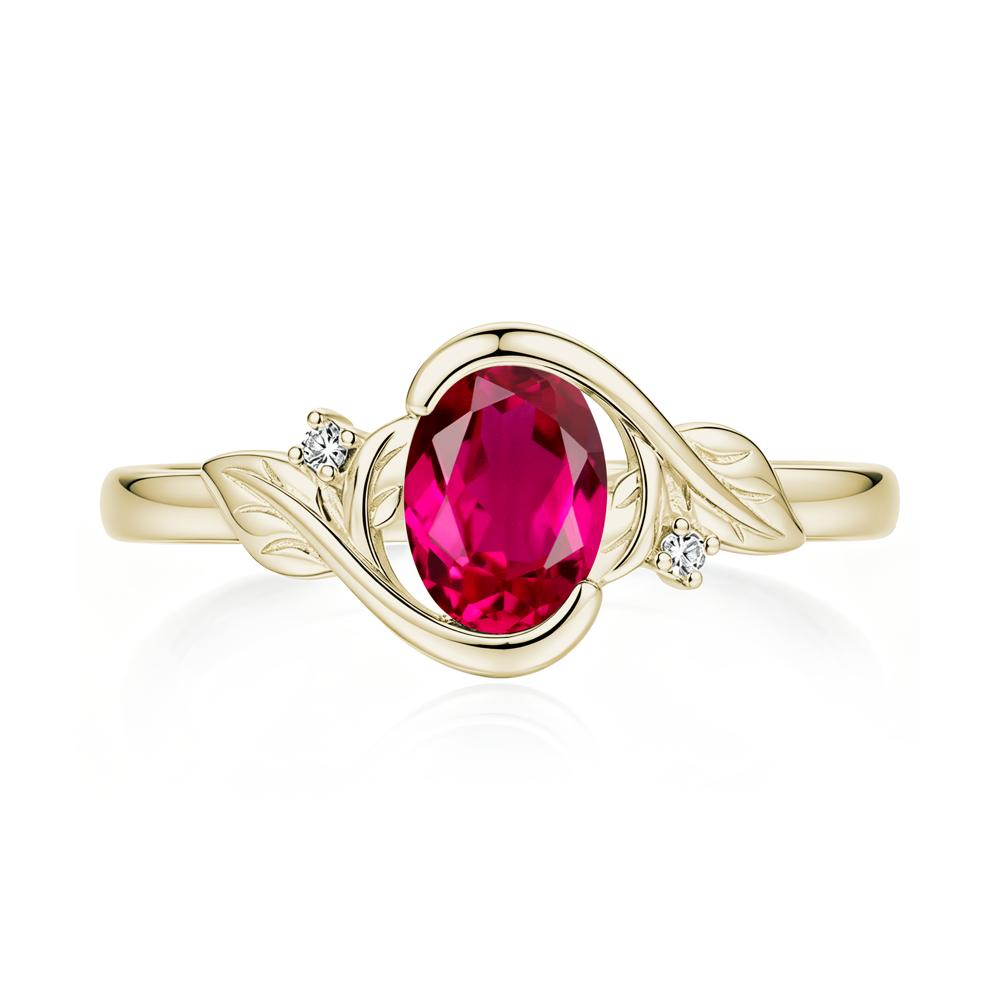 Leaf Inspired Oval Shaped Emerald Tension Ring - LUO Jewelry #gemstone_Ruby