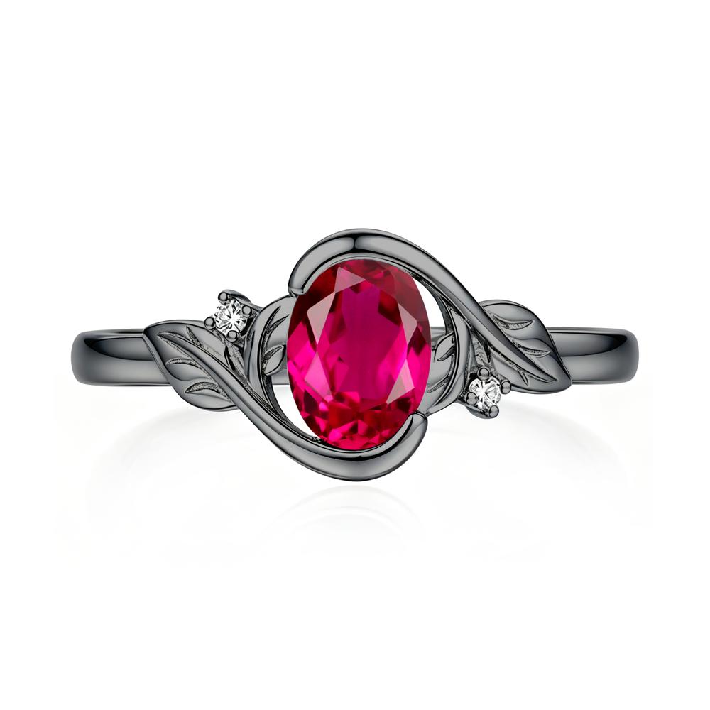 Leaf Inspired Oval Shaped Emerald Tension Ring - LUO Jewelry #gemstone_Ruby
