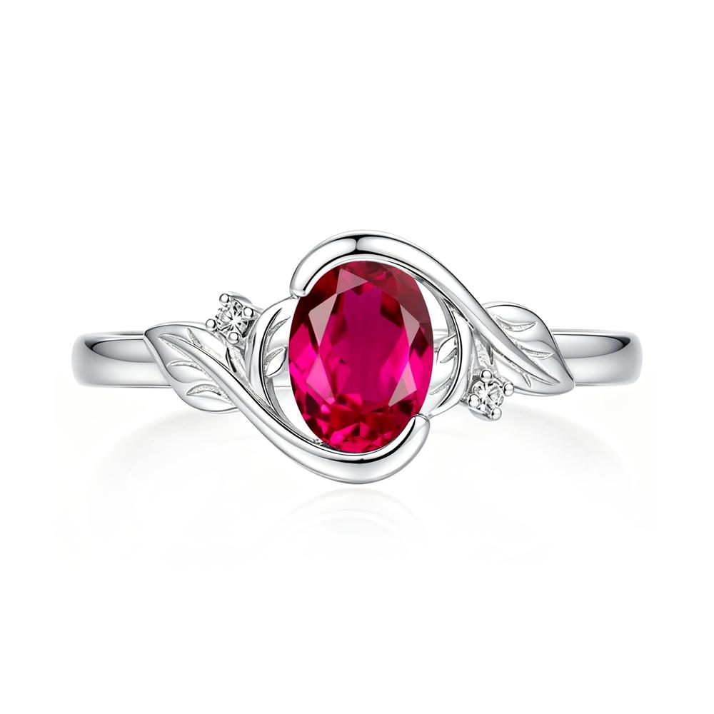 Leaf Inspired Oval Shaped Emerald Tension Ring - LUO Jewelry #gemstone_Ruby