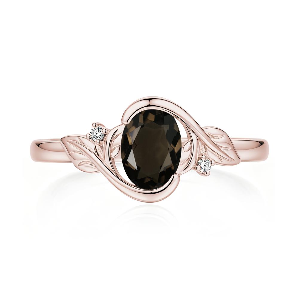 Leaf Inspired Oval Shaped Emerald Tension Ring - LUO Jewelry #gemstone_Smoky Quartz